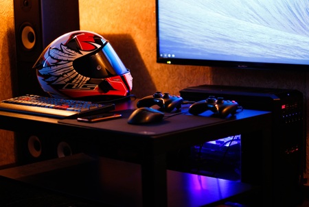 KRASNOYARSK, RUSSIA - June 23, 2018: A man holding a motorcycle helmet. Helmet LS2 FF323 Arrow R Yonny Hernandez Replicaのeditorial素材