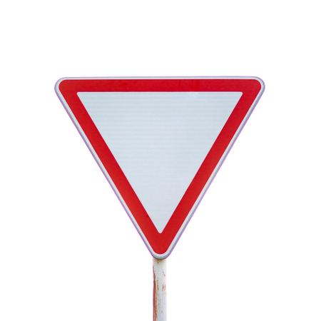 Road sign Give way. Isolated on white background