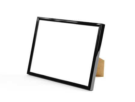 Black photo frame. Close up. Isolated on white background.の写真素材