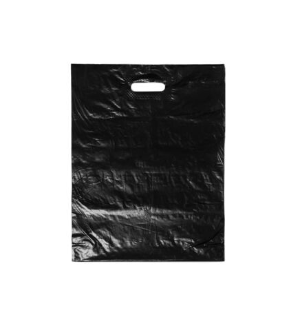 Crumpled black bag. Close up. Isolated on a white background.の写真素材