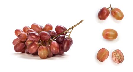 Set of sliced dark grapes. Close up. Isolated on a white background.の写真素材