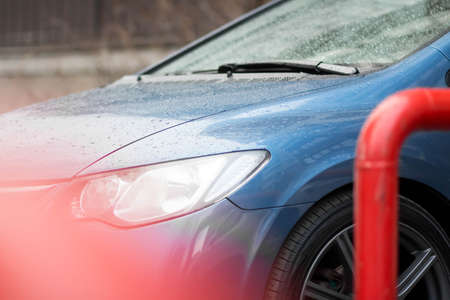 KRASNOYARSK, RUSSIA - April 28, 2021: Blue car. Sedan Honda Civic 4D FD1 2007. Beautifull wheelsのeditorial素材