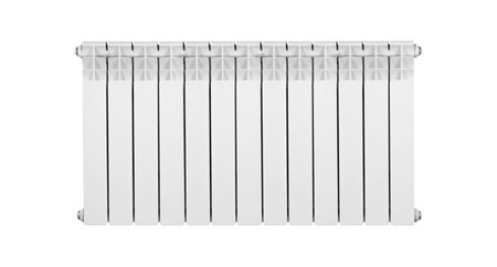 Modern aluminum radiator for heating. closeup. isolated on a white background.の写真素材