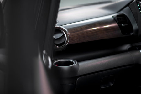 Wood paneling in the car.の写真素材