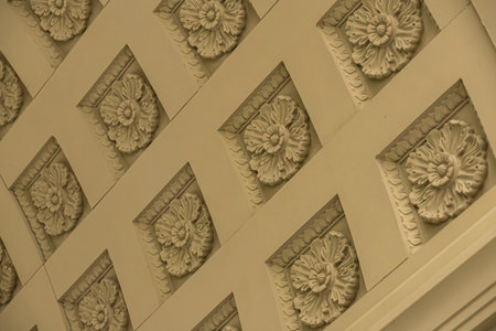 A building finished with concrete embellishments.