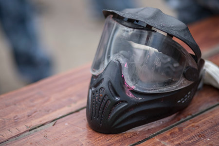 Dirty paintball mask.の写真素材