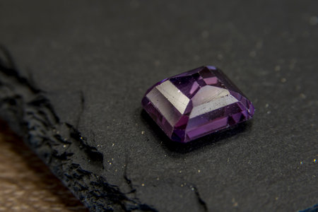 Purple gemstones in macro photography. Close up.