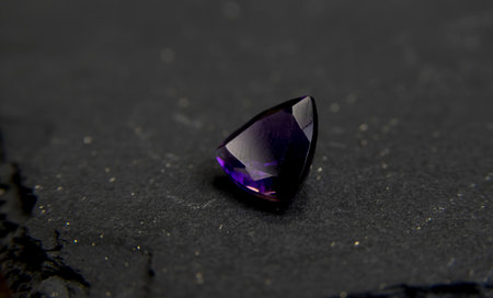 Purple gemstones in macro photography. Close up.