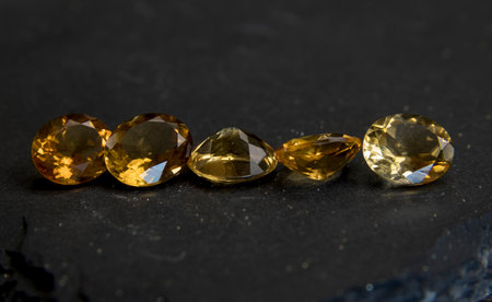 Yellow gemstones in macro photography. Close up.の写真素材