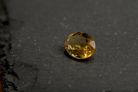 Yellow gemstones in macro photography. Close up.