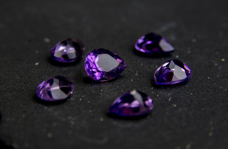 Purple gemstones in macro photography. Close up.の写真素材