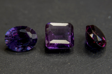 Purple gemstones in macro photography. Close up.の写真素材