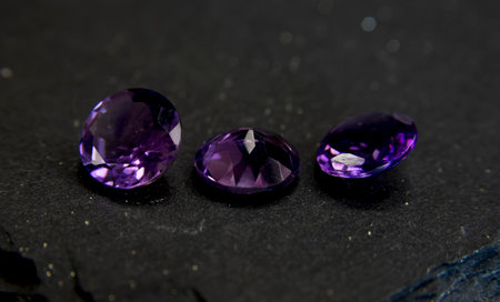 Purple gemstones in macro photography. Close up.の写真素材