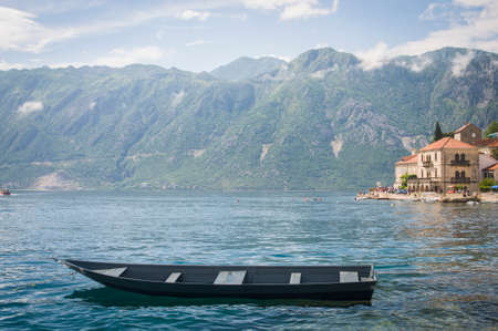 Boat on a background of mountains