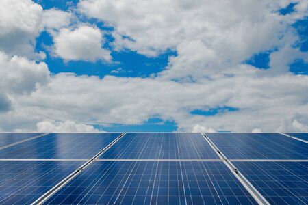 Green energy with solar panels in renewable power plant