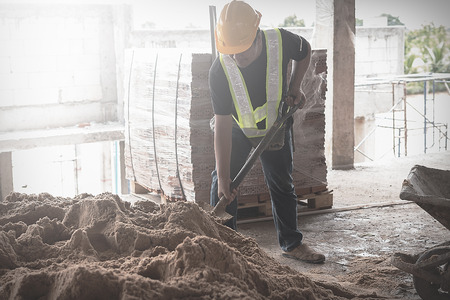 employees working on construction siteの写真素材
