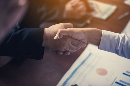 Close up image handshake of business partnershipの写真素材