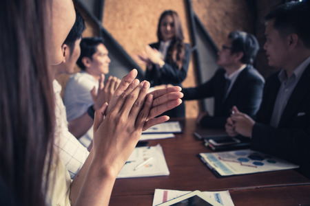 congraturation concept of partner succession of contract business ; business handshaking process after successful deal of business meetingの写真素材