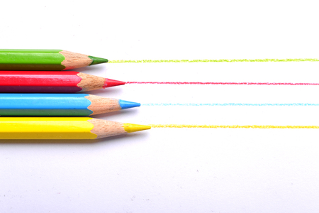 Colour pencils isolated on white background close upの写真素材