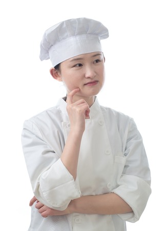 Chef woman. Baker. Isolated on white background.の写真素材