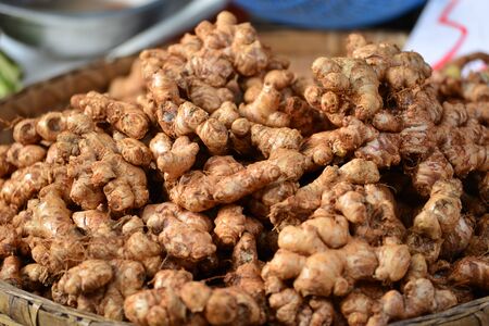 heap of ginger rootの写真素材