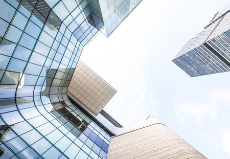 Toned image of modern office buildings in central Hong Kong.のeditorial素材