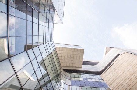 Toned image of modern office buildings in central Hong Kong.のeditorial素材