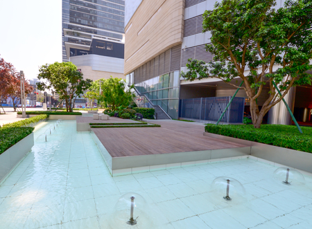 The commercial building fountain green beltのeditorial素材
