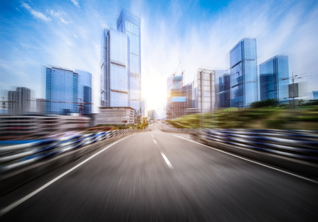 Motion blur effect in a cityの写真素材