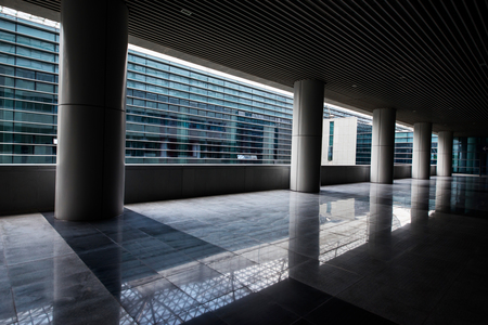 Layers of concrete column in a building void deckのeditorial素材