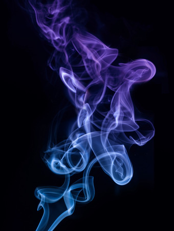 White smoke collection on black backgroundの写真素材