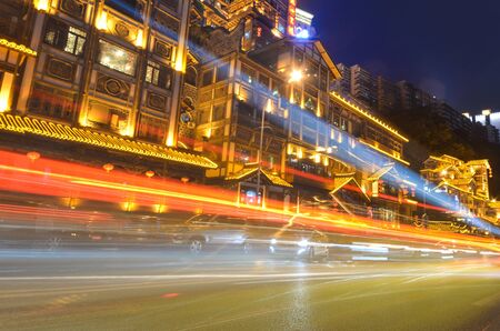 Motion speed effect with City Nightのeditorial素材