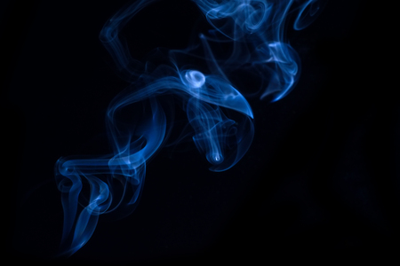White smoke collection on black backgroundの写真素材