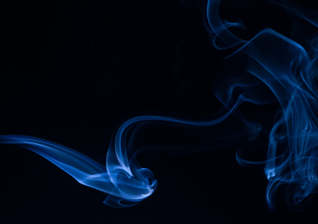 White smoke collection on black backgroundの写真素材