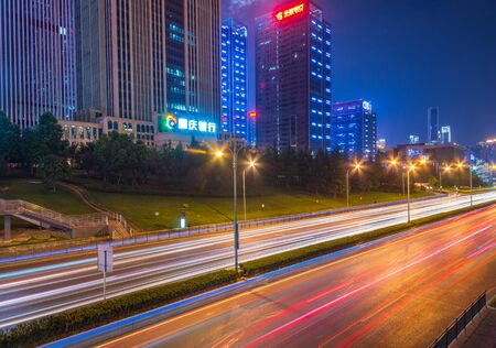 Motion speed effect with City Nightのeditorial素材