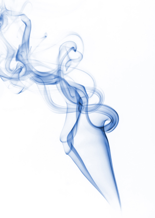 blue smoke collection on white backgroundの写真素材