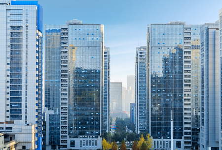 The skyscraper is in chongqing, Chinaの写真素材