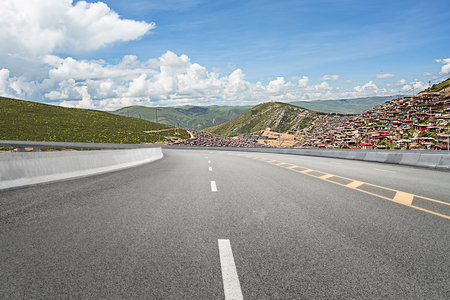 Highways and distant mountainsの写真素材