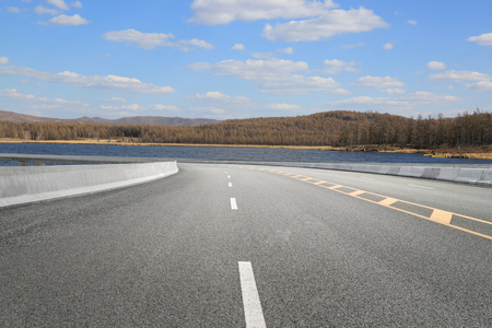 Highways and distant mountainsの写真素材