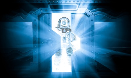 Sci-fi Scene, Astronauts in Spacecraftの写真素材