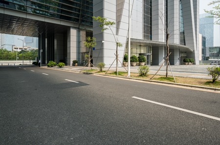 empty highway with cityscape and skyline of shenzhen,China.