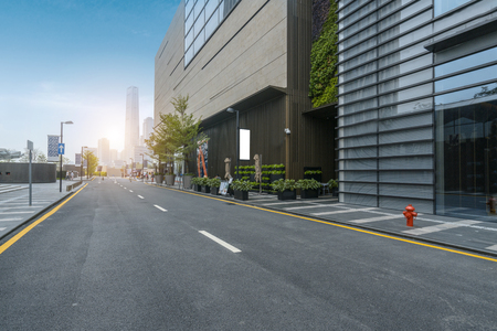 empty highway with cityscape and skyline of shenzhen,China.のeditorial素材