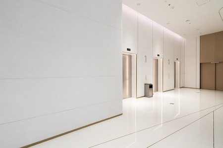 The elevator entrance is in the shopping mall