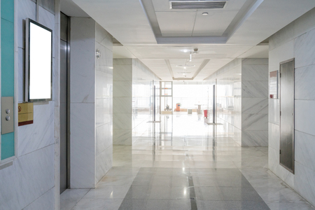 Indoor passageway of office buildingのeditorial素材
