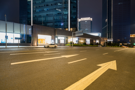 Office buildings and highways at night in the financial center, chongqing, Chinaのeditorial素材