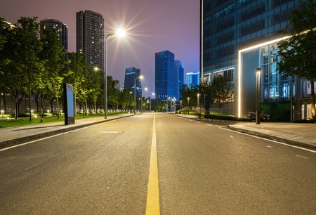 Office buildings and highways at night in the financial center, chongqing, Chinaのeditorial素材
