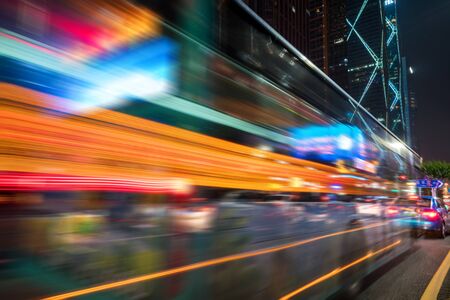 abstract image of blur motion of cars on the city road at night
