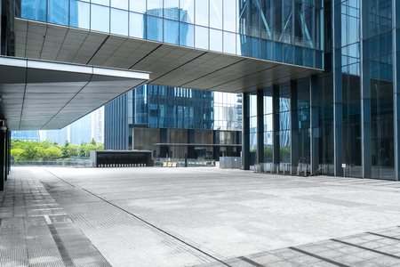 Panoramic skyline and buildings with empty concrete square floor,chongqing,chinaのeditorial素材