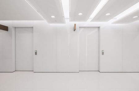White automatic doors are indoorsのeditorial素材