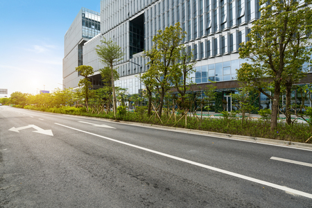 empty highway with cityscape and skyline of shenzhen,Chinaのeditorial素材